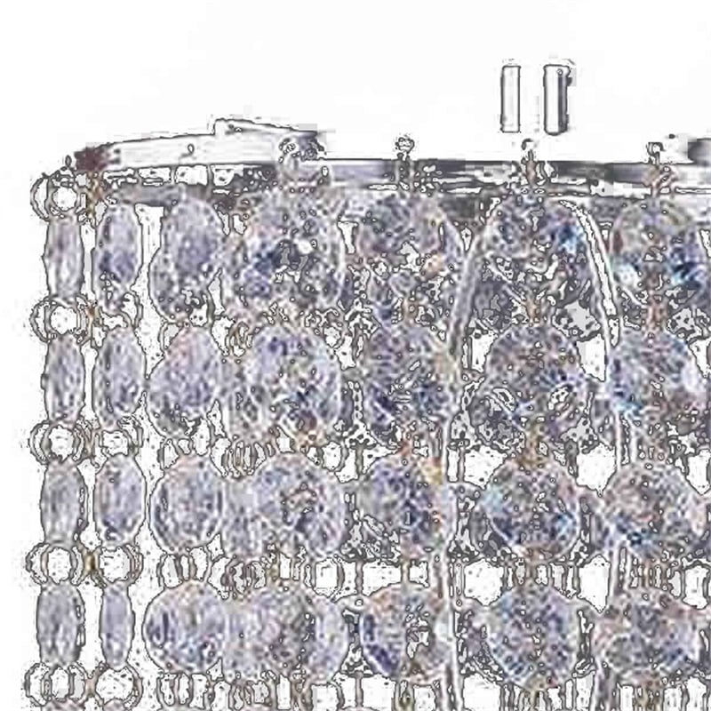 Benjara Chandelier Crystal Accented Table Lamp with Tubular Frame-Chrome & Clear