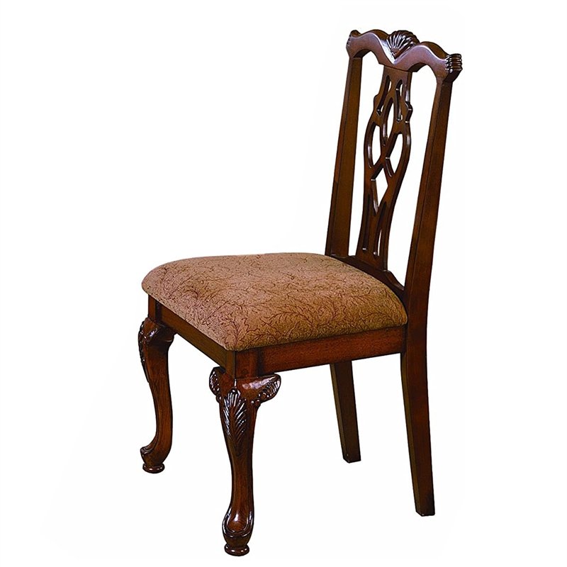 Benjara 2 Piece Wooden Desk and Chair Set with Cabriole Legs Support- Brown