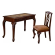 Benjara 2 Piece Wooden Desk and Chair Set with Cabriole Legs Support- Brown