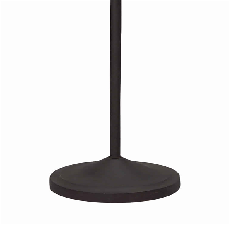 Benjara Metal Floor Lamp with Leaf Accent Body & Fabric Bell Shade-Black & Gray