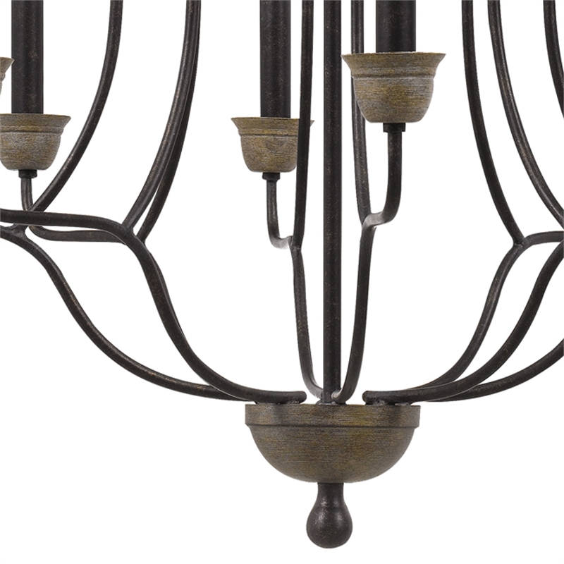 Benjara 60 X 8 Watt Metal Chandelier with Tubular Frame- Textured Bronze