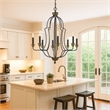 Benjara 60 X 8 Watt Metal Chandelier with Tubular Frame- Textured Bronze