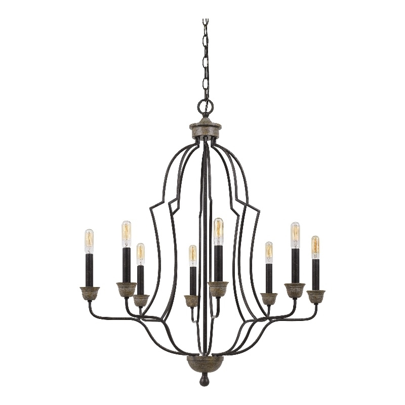 Benjara 60 X 8 Watt Metal Chandelier with Tubular Frame- Textured Bronze