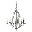 Benjara 60 X 8 Watt Metal Chandelier with Tubular Frame- Textured Bronze