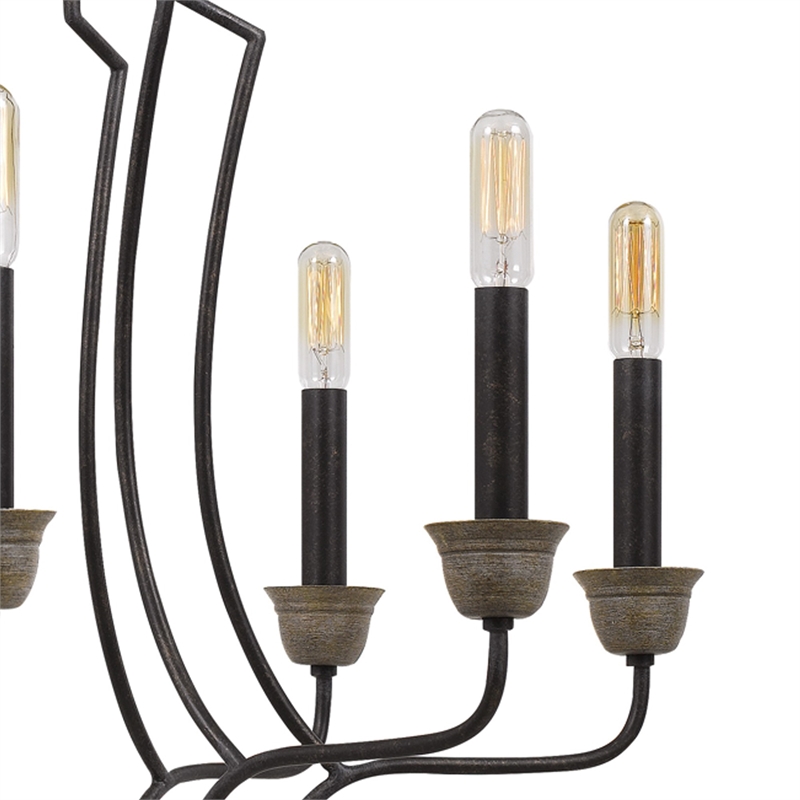 Benjara 60 X 8 Watt Metal Chandelier with Tubular Frame- Textured Bronze