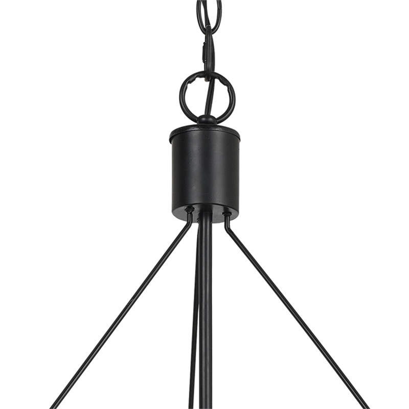 Benjara 4 Bulb Round Metal Body Chandelier with Hanging Crystal Accents- Black