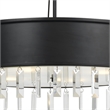 Benjara 4 Bulb Round Metal Body Chandelier with Hanging Crystal Accents- Black