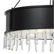 Benjara 4 Bulb Round Metal Body Chandelier with Hanging Crystal Accents- Black