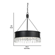 Benjara 4 Bulb Round Metal Body Chandelier with Hanging Crystal Accents- Black