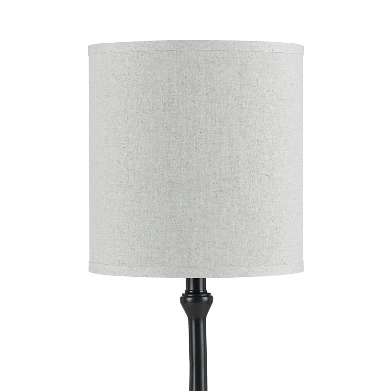 Benjara Elongated Bellied Shape Metal Accent Lamp with Drum Shade- Black