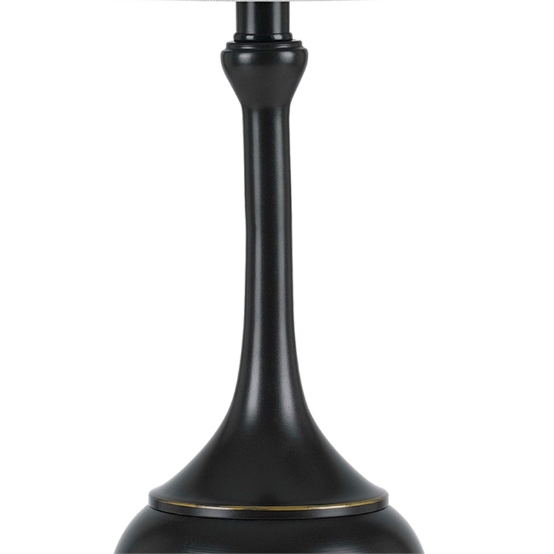 Benjara Elongated Bellied Shape Metal Accent Lamp with Drum Shade- Black