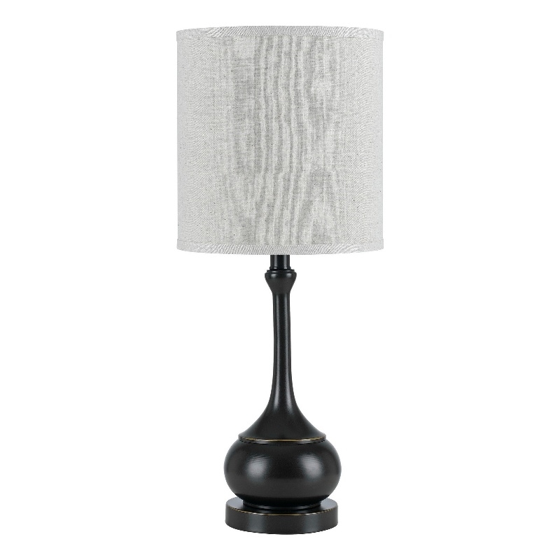 Benjara Elongated Bellied Shape Metal Accent Lamp with Drum Shade- Black