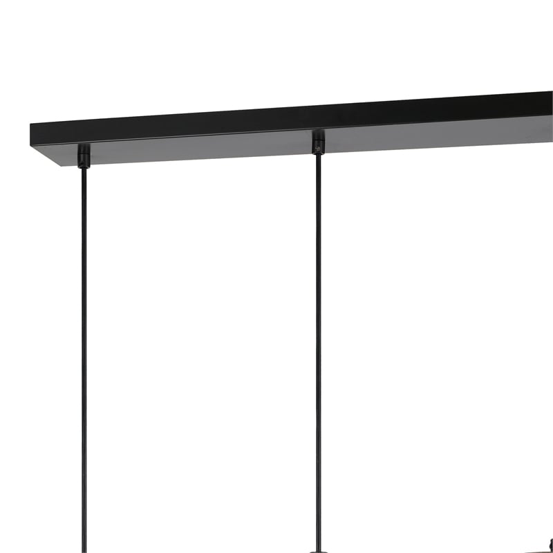 Benjara 60 X 4 Watt Wood & Metal Fixture with Cylindrical Shades- Brown & Black