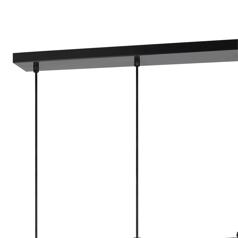 Benjara 60 X 4 Watt Wood & Metal Fixture with Cylindrical Shades- Brown & Black