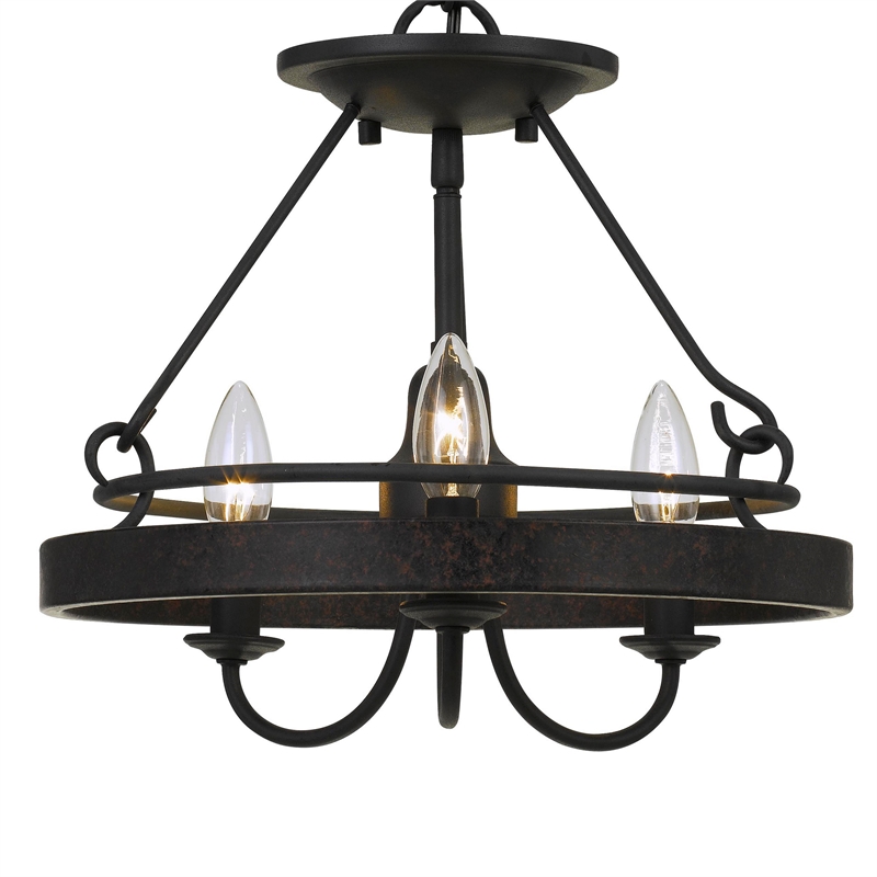 Benjara 60 X 3 Watt Metal Frame Pendant with Hardwired Switch- Textured Gray