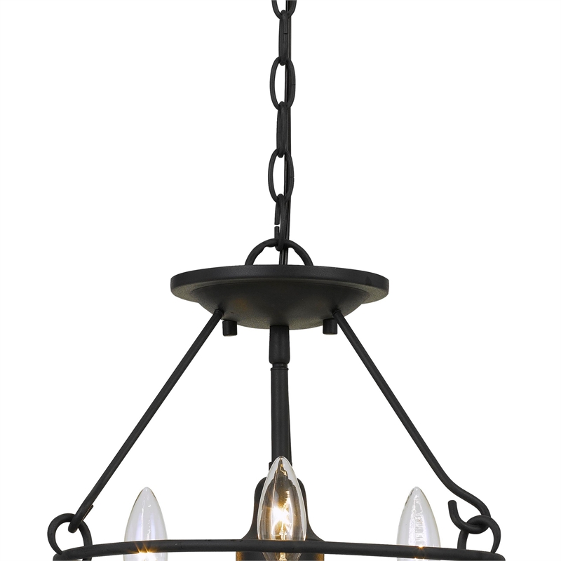 Benjara 60 X 3 Watt Metal Frame Pendant with Hardwired Switch- Textured Gray