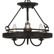 Benjara 60 X 3 Watt Metal Frame Pendant with Hardwired Switch- Textured Gray