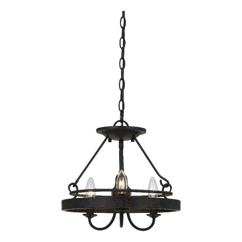Benjara 60 X 3 Watt Metal Frame Pendant with Hardwired Switch- Textured Gray