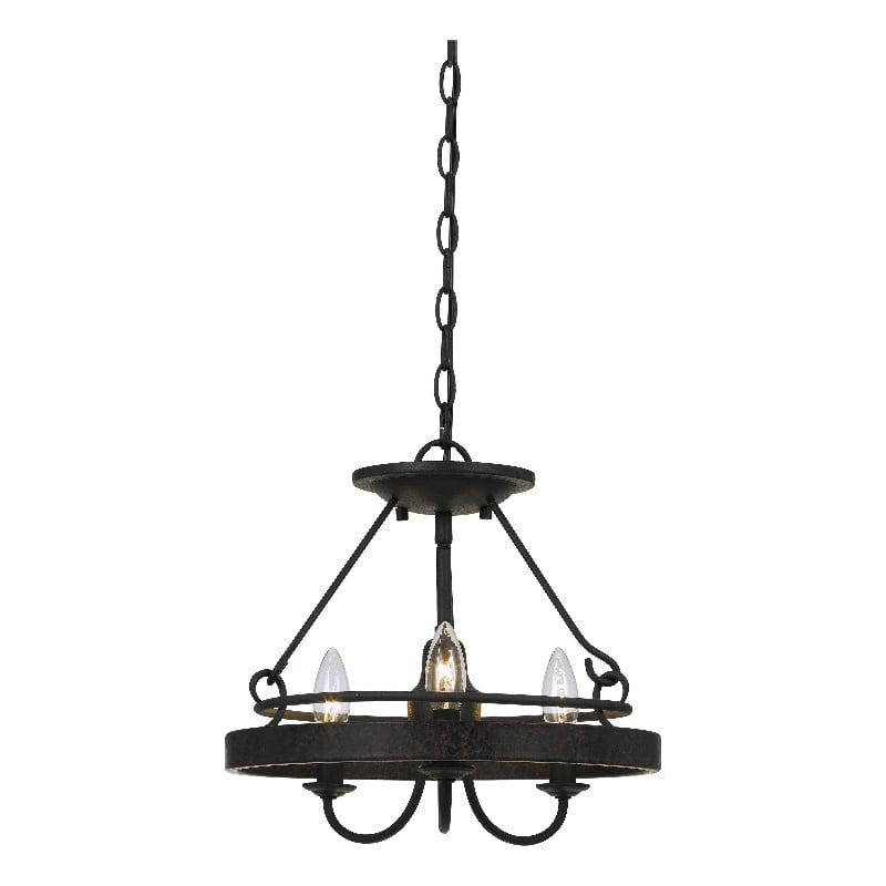 Benjara 60 X 3 Watt Metal Frame Pendant with Hardwired Switch- Textured Gray