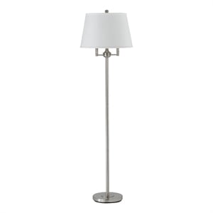 Benjara Metal Floor Lamp with Tapered Drum Shade and Stalk Support- Silver
