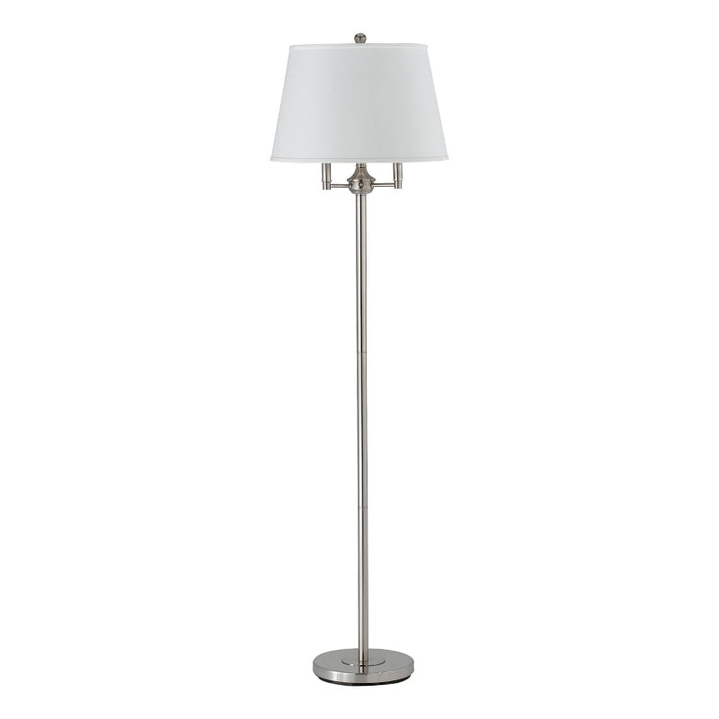 Benjara Metal Floor Lamp with Tapered Drum Shade and Stalk Support- Silver