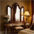 Benjara Wooden Frame Mirror with Arched Design and Carved Details- Brown