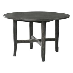 Benjara 47&quot Farmhouse Style Round Wooden Dining Table- Rustic Gray