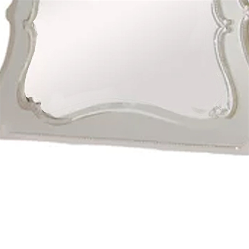 Benjara Wooden Frame Mirror with Scalloped Trim Crown Top- White