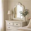 Benjara Wooden Frame Mirror with Scalloped Trim Crown Top- White