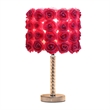 Benjara Bloom Roses Drum Shade Table Lamp with Twisted Acrylic Base- Red