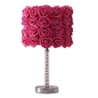 Benjara Bloom Roses Drum Shade Table Lamp with Twisted Acrylic Base- Red