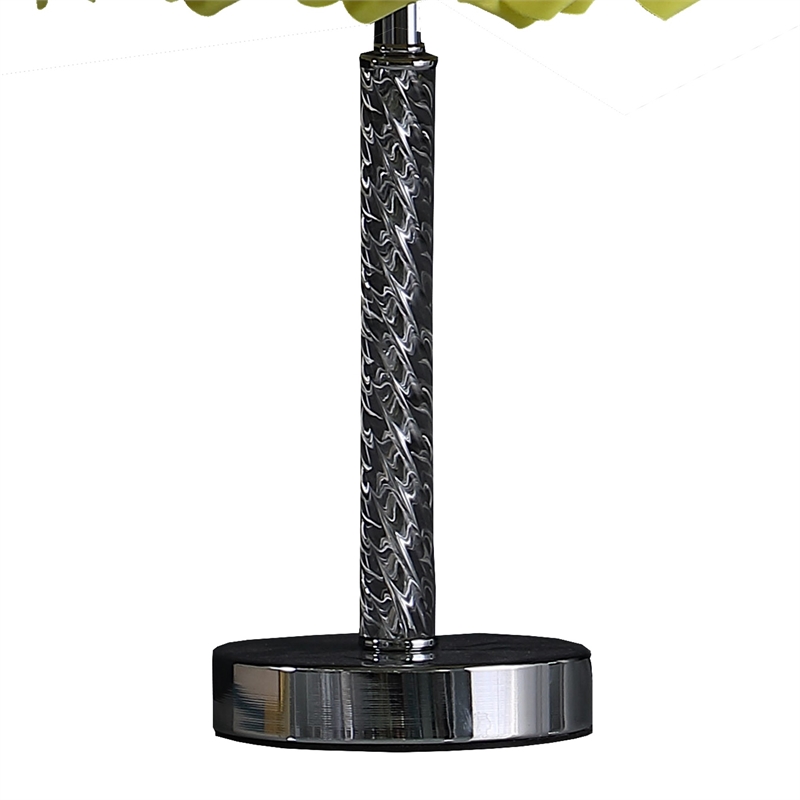 Benjara Bloom Roses Drum Shade Table Lamp with Twisted Acrylic Base- Yellow