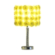Benjara Bloom Roses Drum Shade Table Lamp with Twisted Acrylic Base- Yellow