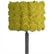 Benjara Bloom Roses Drum Shade Table Lamp with Twisted Acrylic Base- Yellow