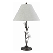 Benjara Pine Twig Accent Metal Body Table Lamp with Conical Shade- Bronze/White