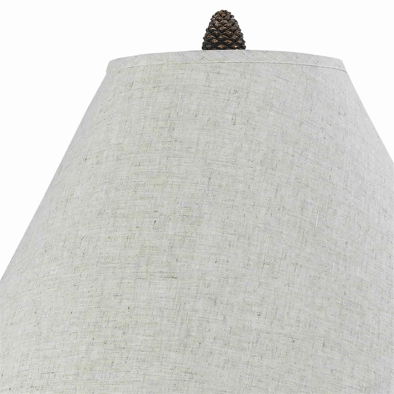 Benjara Pine Twig Accent Metal Body Table Lamp with Conical Shade- Bronze/White