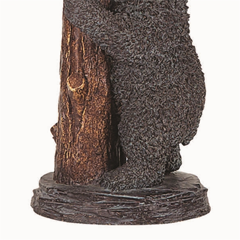 Benjara 150 Watt Resin Bear Body Table Lamp with Twig Shade- Gray and Brown