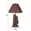 Benjara 150 Watt Resin Bear Body Table Lamp with Twig Shade- Gray and Brown