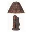 Benjara 150 Watt Resin Bear Body Table Lamp with Twig Shade- Gray and Brown