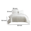 Benjara 3 Piece Crinkles King Size Coverlet Set with Vertical Stitching- White