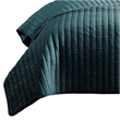 Benjara 3 PC Crinkle Queen Coverlet Set with Vertical Stitching- Turquoise Blue