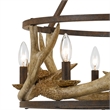 Benjara 6 Bulb Metal Frame Chandelier with Resin Antler -Dark Bronze & Gold