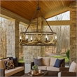 Benjara 6 Bulb Metal Frame Chandelier with Resin Antler -Dark Bronze & Gold