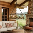 Benjara 6 Bulb Metal Frame Chandelier with Resin Antler -Dark Bronze & Gold