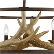 Benjara 6 Bulb Metal Frame Chandelier with Resin Antler -Dark Bronze & Gold