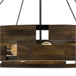 Benjara 9 Bulb Round Wooden Frame Chandelier with Geometric Cut Out Design-Brown