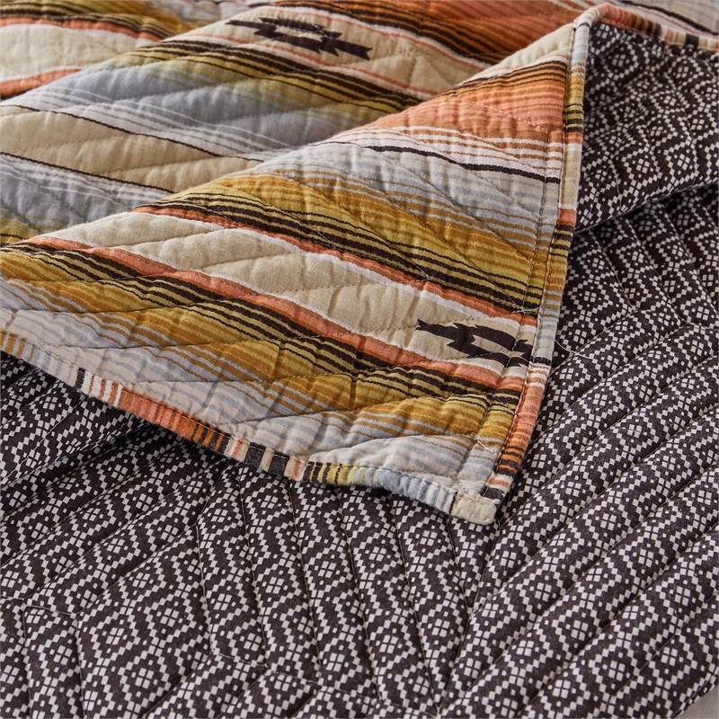 Benjara Reversible 2 Piece Twin Size Quilt Set with Stripes Pattern- Multicolor