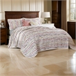 Benjara Five PC King Size Cotton Quilt Set with Sewn Floral Ruffles-Multicolor