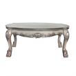 Benjara Scalloped Top Wooden Coffee Table with Claw Legs Support- Antique Silver