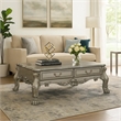 Benjara 2 Drawers Wooden Coffee Table with Oversized Claw Legs- Antique Silver